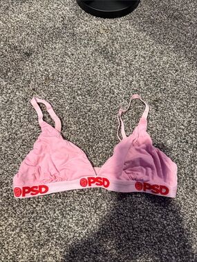 PSD Pink Wireless Triangle Bralette with Logo Band